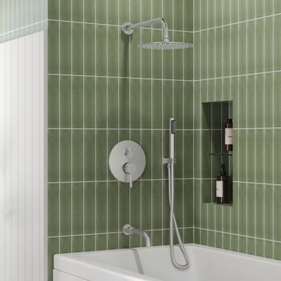 10" High-Pressure Wall Mount Rainfall Tub And Shower Faucet with Rough-in Valve