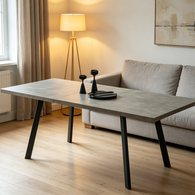 Herkus 62.9 " Extendable Rectangular with Stainless Steel Base Dining Table