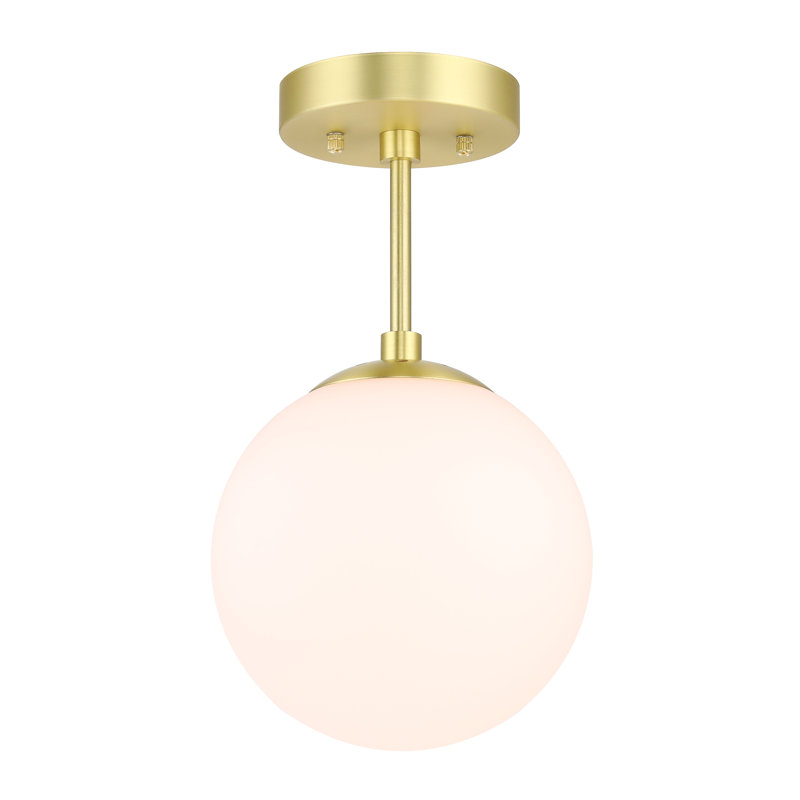 Andren Flush Light 1 Light Semi Flush Mount Ceiling Light, Globe Ceiling Light, Satin Brass
