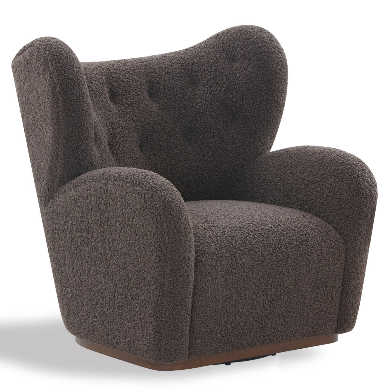 Galloway Teddy Swivel Chair, Dark Brown Faux Shearling