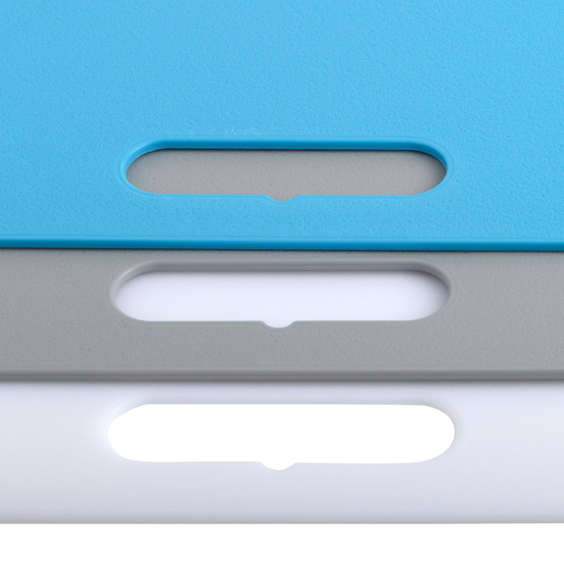 Polypropylene Rectangular Cutting Boards Set in Blue, Gray, and White