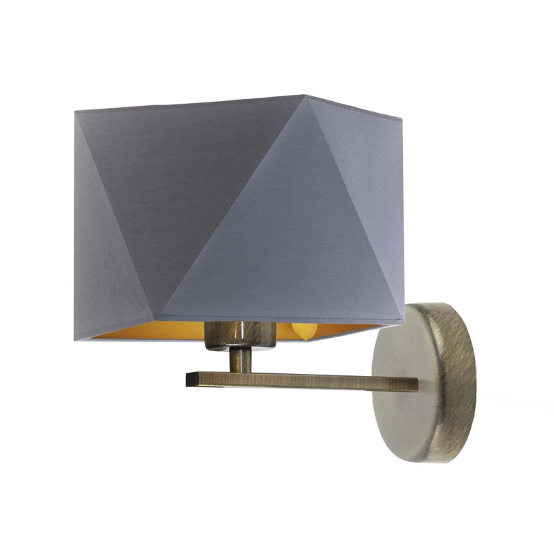 Mel Steel Armed Sconce, Grey, Brushed Brass