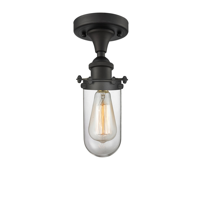 Plafonnier semi-encastré cylindrique unique à 1 lumière de 6 po Calixta, Chrome poli, blanc, DEL