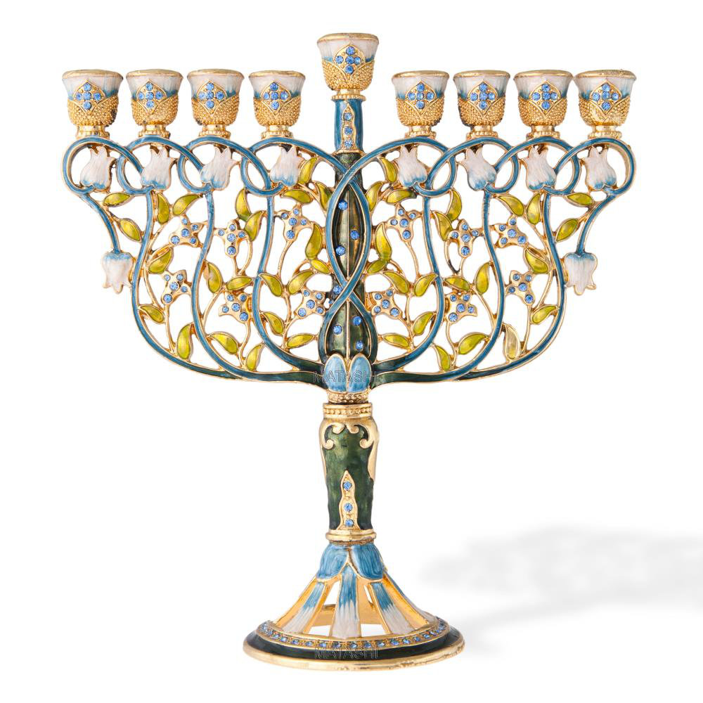 Pewter Menorah Matashi Crystal