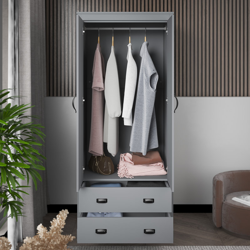 Bristol 2 Door 2 Drawer Wardrobe, Cool Grey