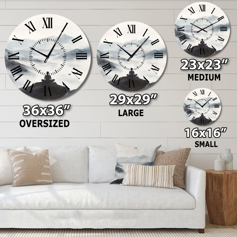Horloge murale méditation en métal, Surdimensionné