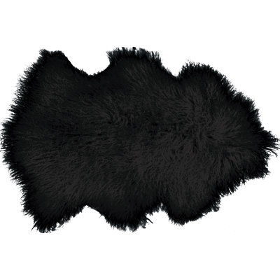 Tapis noir en peau de mouton 5 pi 10 po x 4 pi 2 po Margrethe