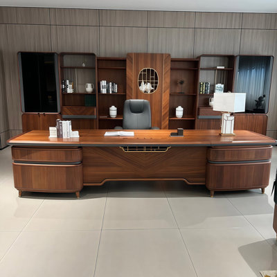 125.98"Simple and elegant black walnut solid wood executive desk for president