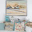 Petit village au coucher du soleil recouvert de neige - peinture sur toile-60162218-60162217