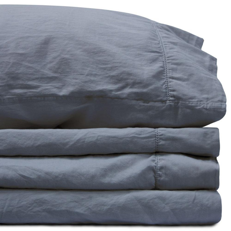 Twin Flax Linen Cotton Sateen Sheet Set