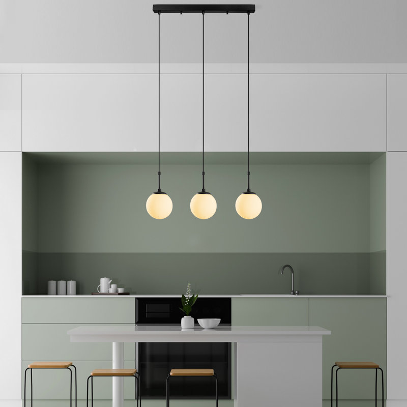 Élégant lustre noir réglable, structure en métal, 25,6 po x 5,9 po x 45,3 po | Diamètre du capuchon: 5,9 pouces | Plaque de base: 22,8 po x 2,4 po x 1,6 po | 3 x douilles E14 (40 W maximum), parfaites pour la salle à manger et les espaces de vie, solution d'éclairage élégante