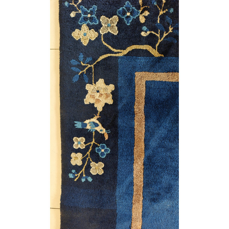 Wool Rectangle 1920s Knotted Chinese Hallway Runner Blue - Peking Antique Rug