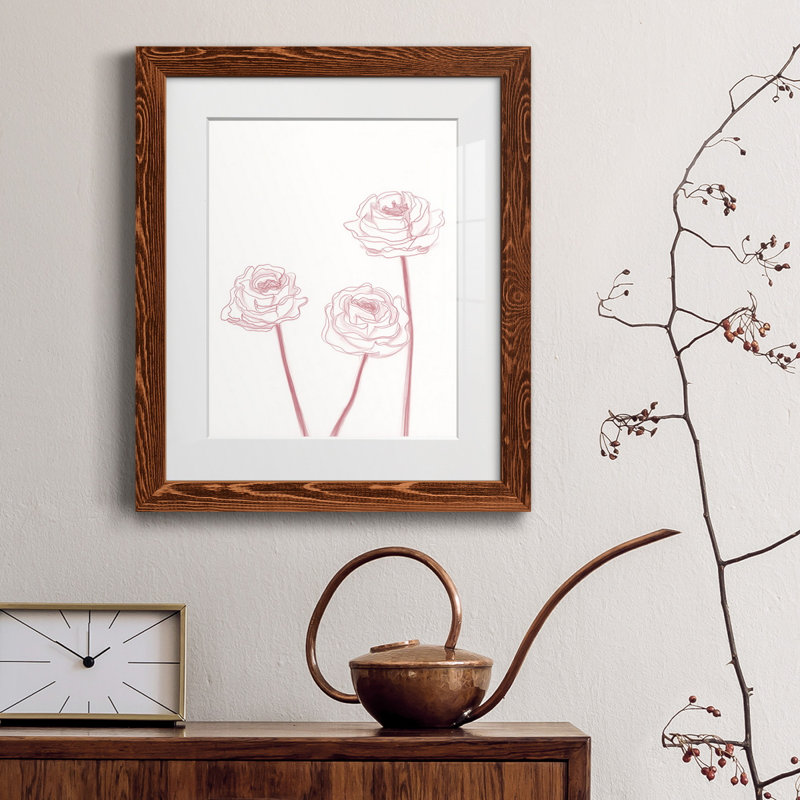 Peony Blooms - Reproduction de cadre photo sur papier, H 24 po x l 18 po x P 1,5 po, Papier avec cadre érable