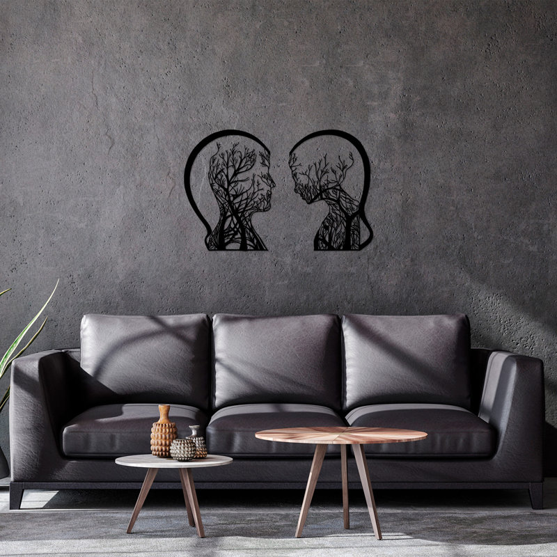 Elegant Black Metal Wall Accessory (2 Pieces), 20.5 x 27.6 inches & 18.5 x 27.6 inches | 100% Durable Metal, Thickness: 0.06 inches | Stylish Home Décor, Perfect for Living Room & Office Walls