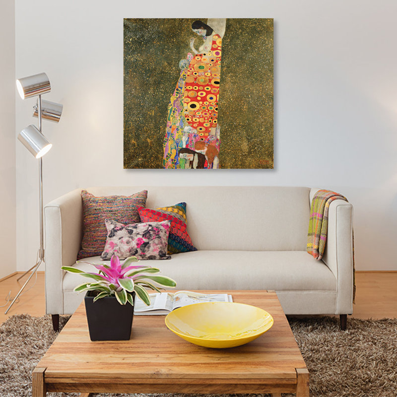 «Die Hoffnung II» par Gustav Klimt, impression sur toile, H 48 po x l 48 po x P 1,5 po, Toile tendue, Pas de tapis