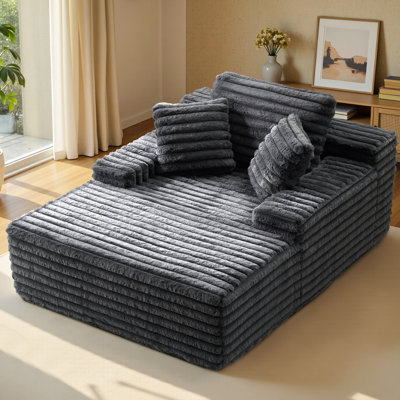 67-inch Chaise Lounge Sofa, Faux Fur Sleeper With No Assembly, For Living Room Or Apartment