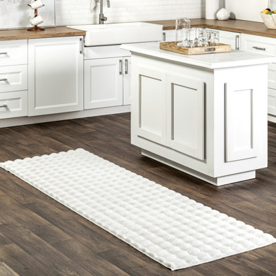 Jeni Checkered Machine Washable Area Rug for Living Room Bedroom Dining Room Kitchen, Off White