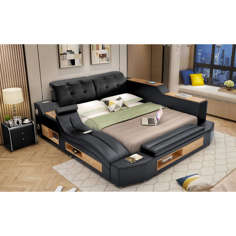 Alayssa Leather Sleigh Storage Bed, King