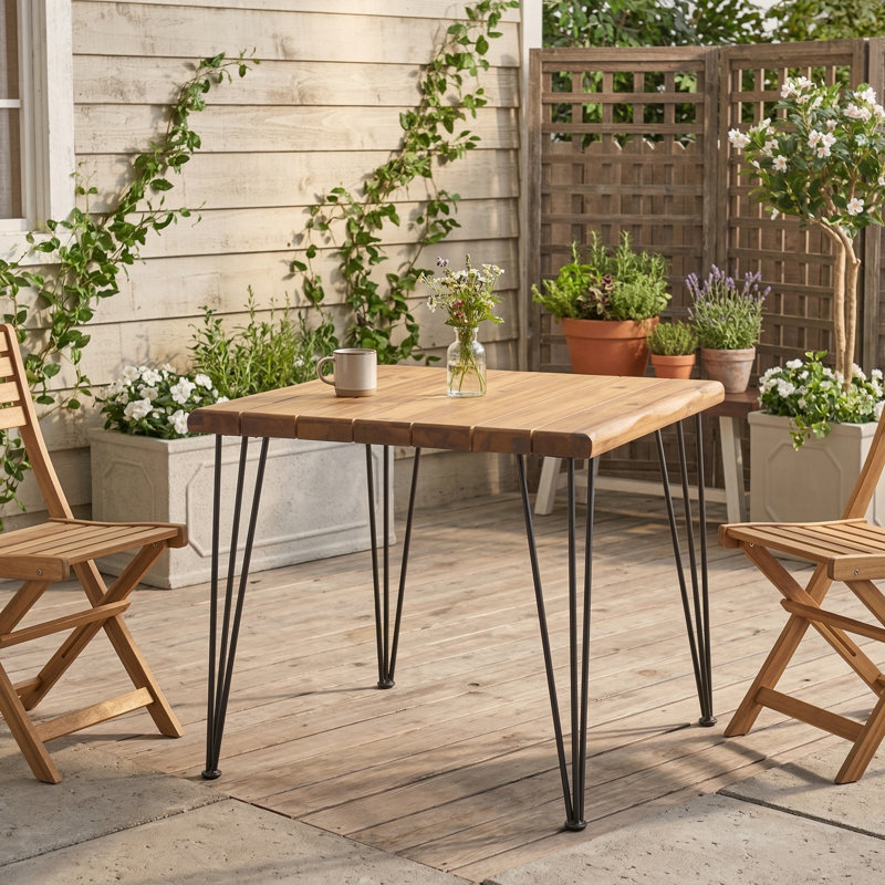 Table de style industriel modèle ZION, combinant des éléments en bois et en métal, d'une taille de 32,5 pouces.