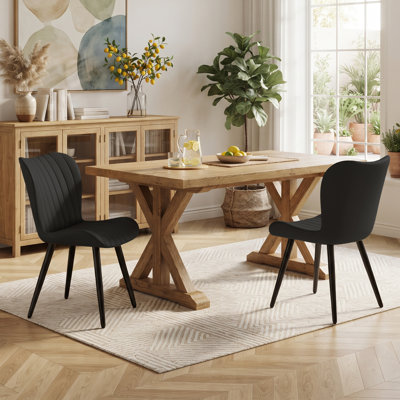 Chaises de salle à manger rembourrées sans accoudoirs en similicuir de 19,9 po de largeur avec pieds en métal