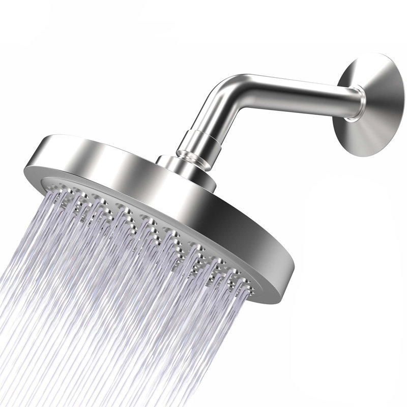 6-Inch High-Pressure Rainfall Shower Head - Anti-Clog Silicone Jets, 2.5 GPM Detachable Restrictor & Easy-Clean Design