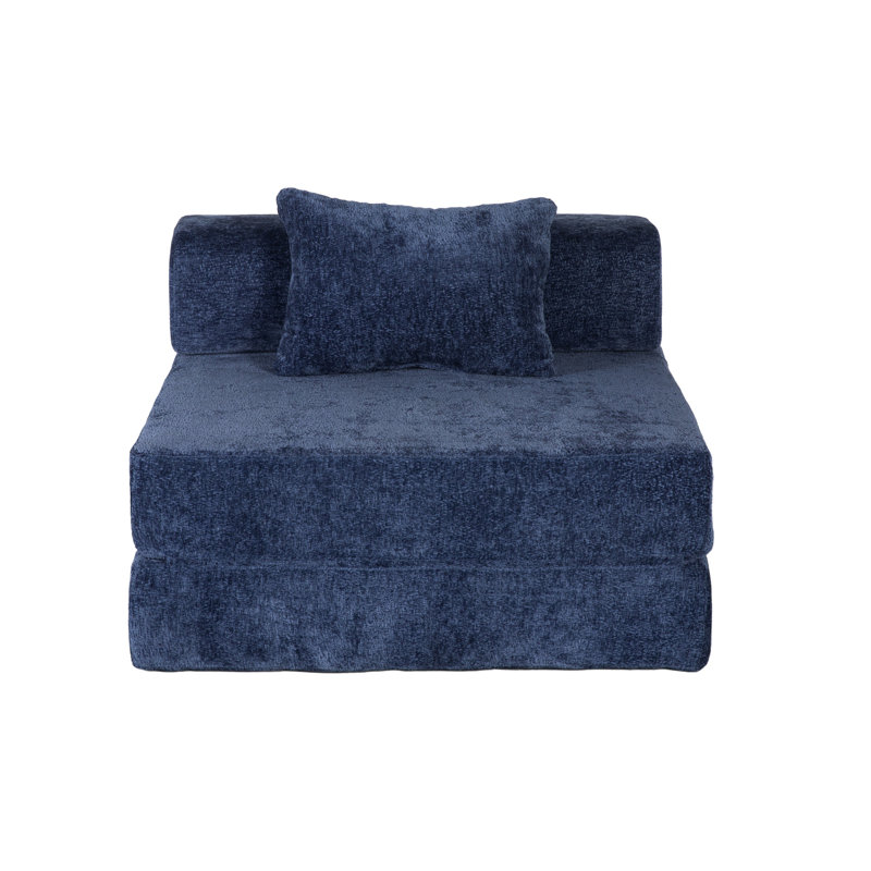 Compression en bleu foncé, lit simple convertible au sol à une place, modulaire avec chenille, sans assemblage pour la chambre à coucher