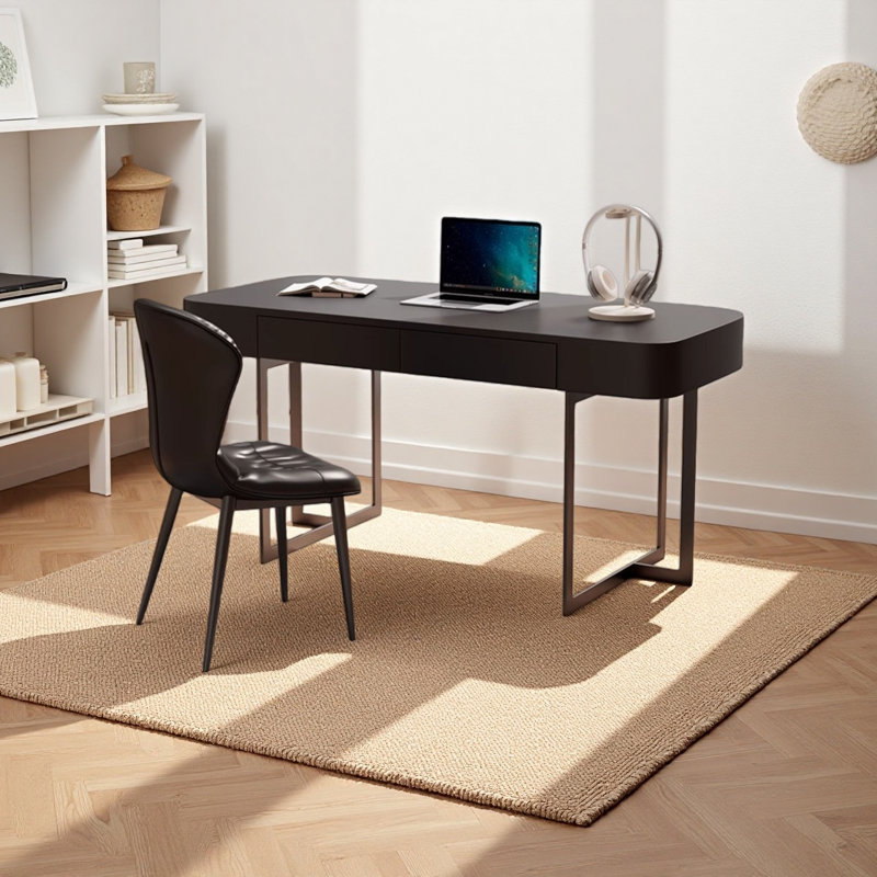 Bureau en bois massif noir minimaliste, H 29,52 po x l 39,37 po x P 19,68 po