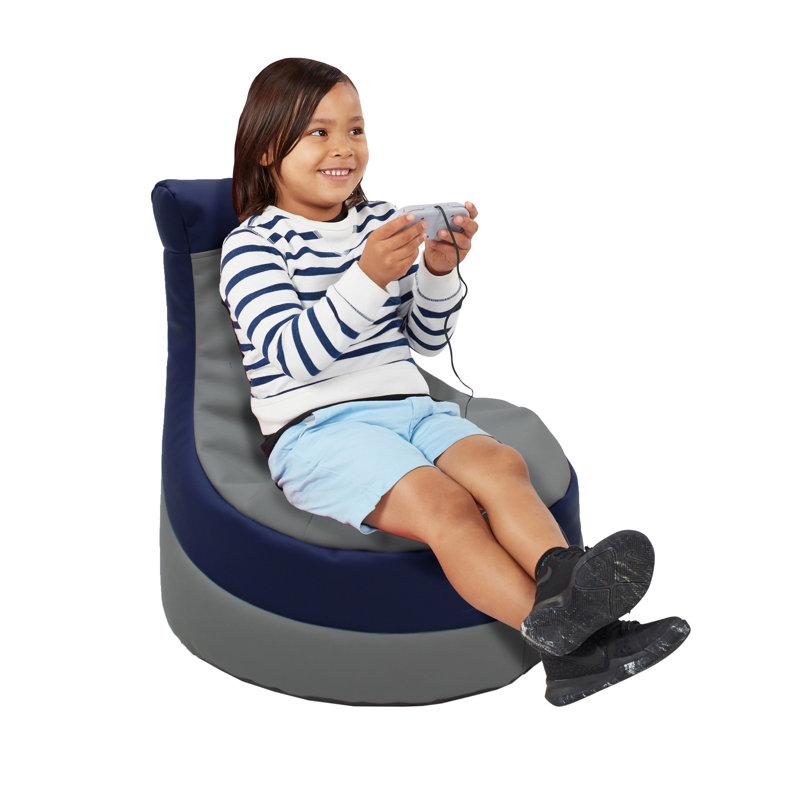 Fauteuil à billes SoftScape, Similicuir gris / bleu marine