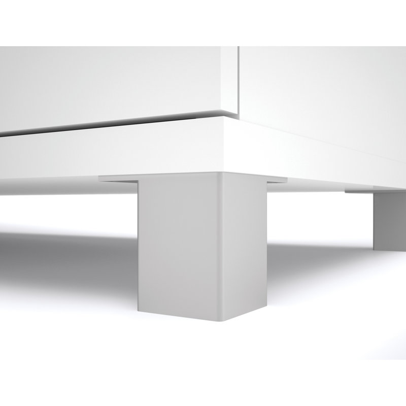 Ensemble de bureau Oriano avec pieds en métal, Blanc, 3 pièces (bureau à hauteur ajustable, bahut, bah