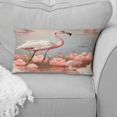 Vintage Flamingo Charm - Animal Print Printed Throw Pillow