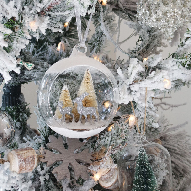 6.5-Foot Snowy Pine Flocked Christmas Tree with White Lights