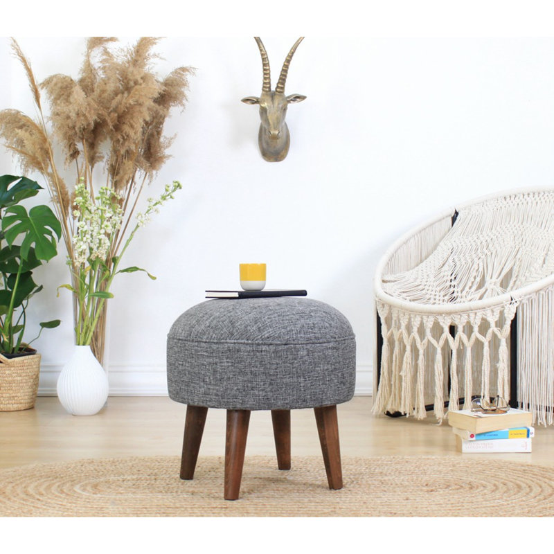 Pouf élégant pour la décoration intérieure, gris, 17,0 po x 17,7 po | 50% coton / 50% velours, 2,4 po d'éponge orthopédique | Pieds en bois robustes | Idéal pour l'esthétique bohémienne, scandinave et hôtelière, design polyvalent et chic