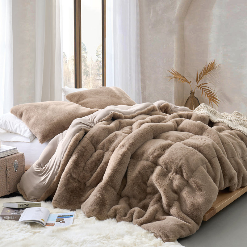 Édredon surdimensionné en fausse fourrure Chunky Bunny, Brun, Édredon double