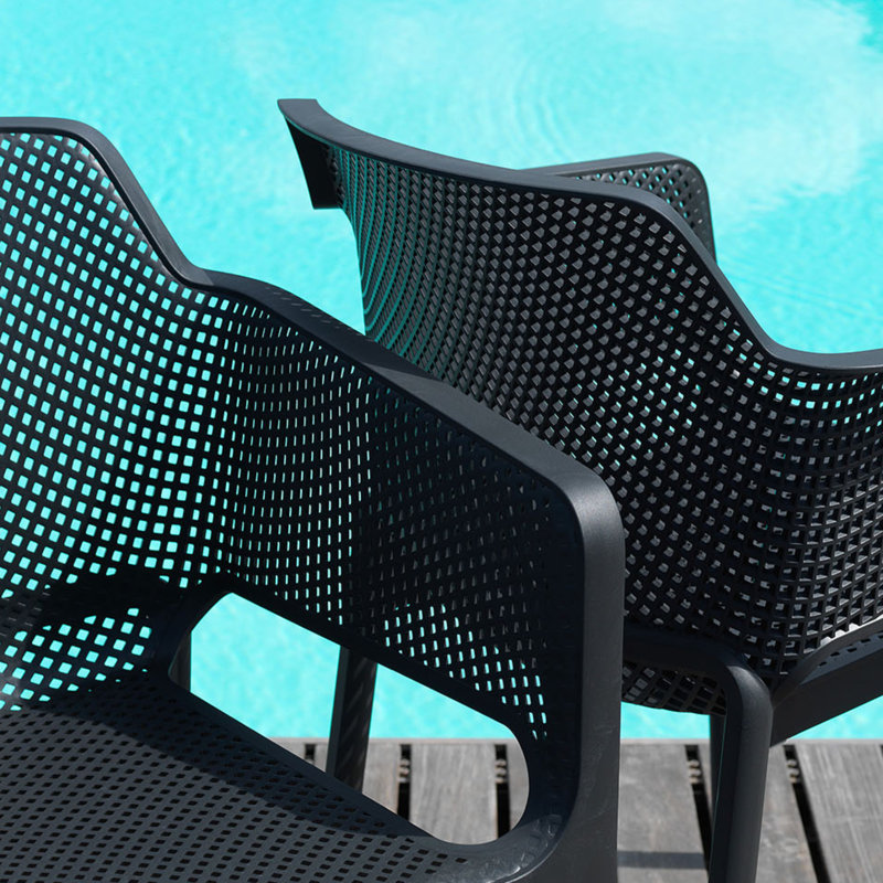 Chumasero Stacking Patio Dining Armchair with Cushion, Anthracite