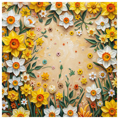 Tapisserie murale jaune et blanc - Jonquilles