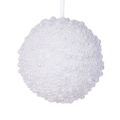 White Pearl Ball Ornament, includes ornaments.