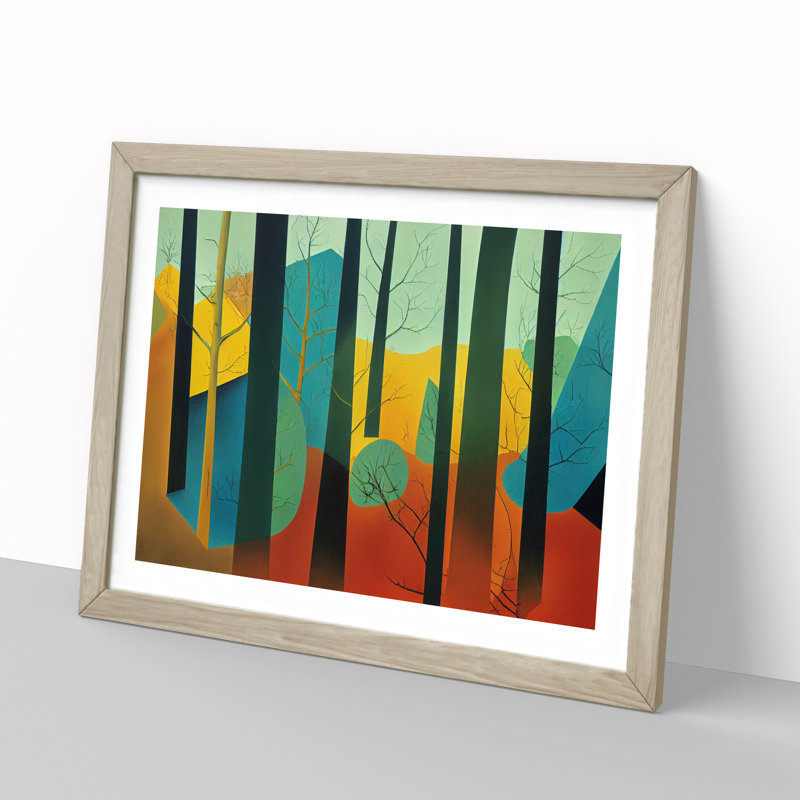 Soulful Abstract Forest - Framed Print, 25cm H x 34cm W x 2cm D, Oak