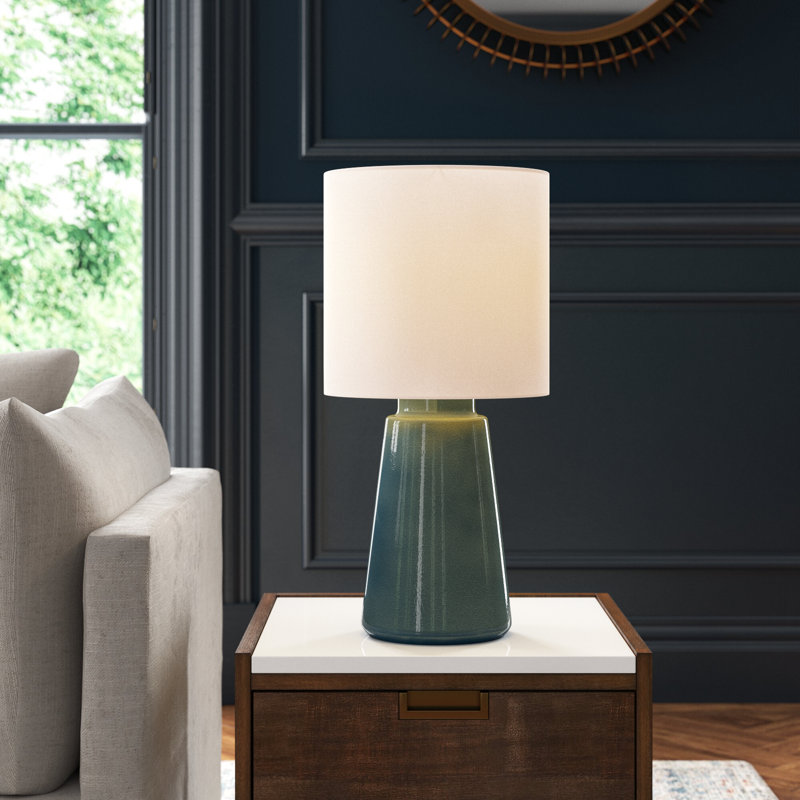 Jathan Table Lamp, Blue Anglia Crackle, 23" H x 11" W x 11" D