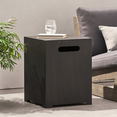 Élégant support de réservoir en fer brun et doré, thermolaqué, table d'appoint 15,13 po x P 15,13 po 19,93 po, brun et doré, fabrication thermolaquée