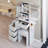29.2" Small Size Left Bedside Cabinet Vanity Table, Cushioned Stool and Power Station-113847139