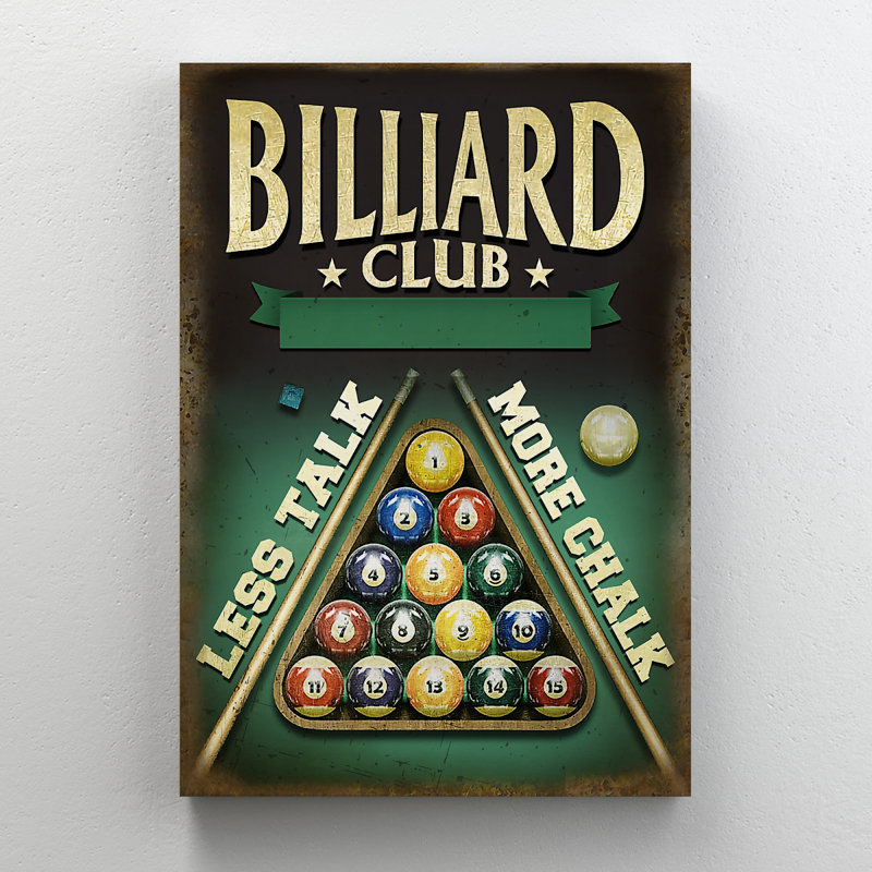 Boules de billard - Less parler plus craie - 1 pièce, impression d'art graphique rectangulaire sur toile tendue
