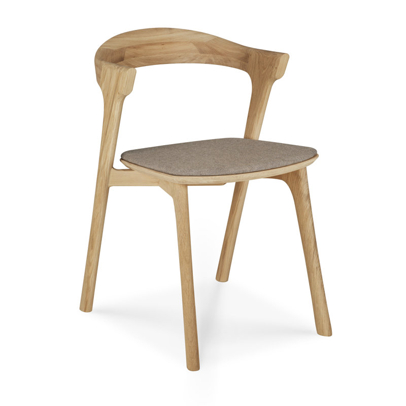 Bok Upholstered Dining Chair, Varnished Oak, Warm Grey Polyester Blend/Acrylic