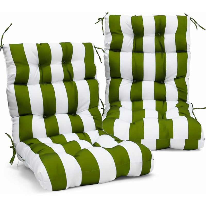 Set Of 2 Outdoor Tufted Rocking Chair Cushions, Non-slip Back, High/low Back Patio Cushions, 45"x22"x4", Seasonal Replacement For Sun Loungers And Chairs