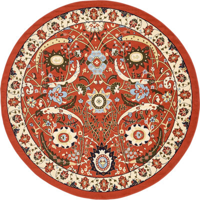 Tapis terre cuite à motif floral Britannia