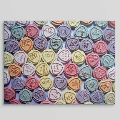«Love Hearts Sweets - Valentines Day» par Francy, impression, H 18 po x l 24 po x P 1,5 po, Toile