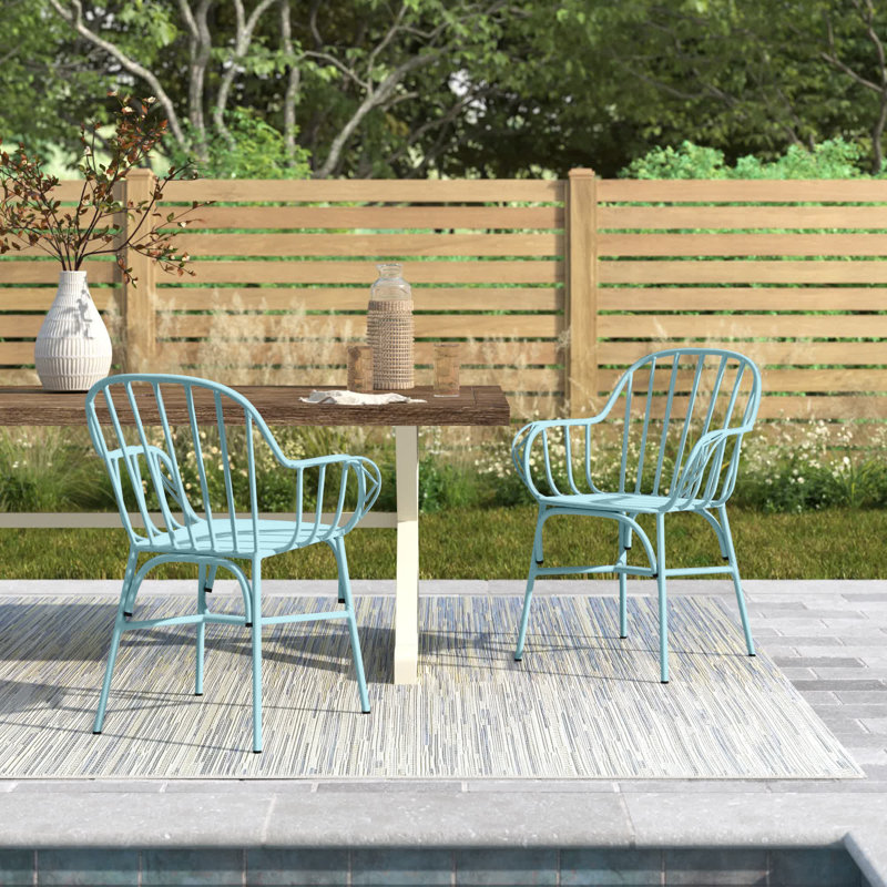 2 chaises de patio empilables Payson, Bleu pastel