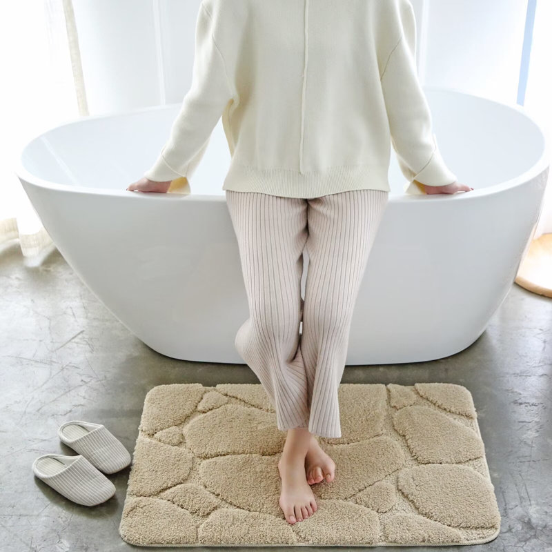 Tapis ultra doux en microfibre absorbant l'eau, lavable à la machine, Beige, L 30 po x l 18 po