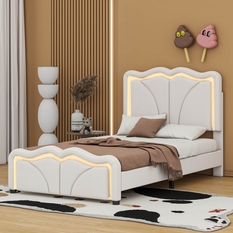 Lit plateforme tapissier Densmore, Simple, Blanc