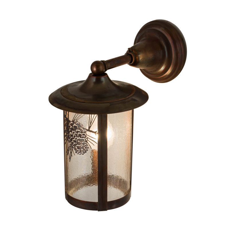 Wyona Brass Wall Light, Clear Seedy, Vintage Copper