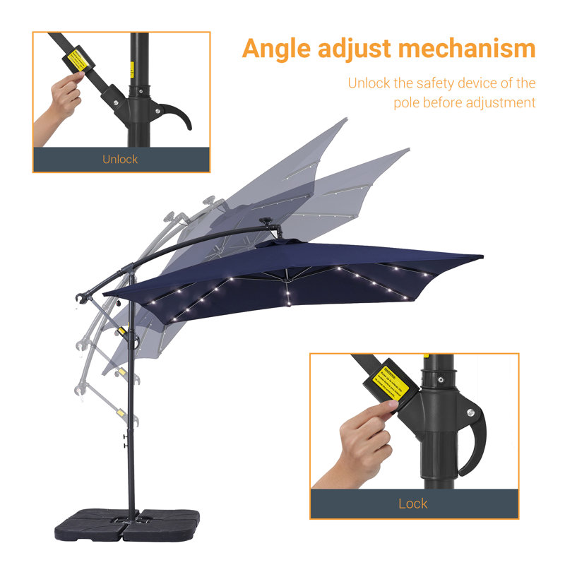 Parasol en porte-à-faux 98,4 po Dannii-Leigh, Bleu marine